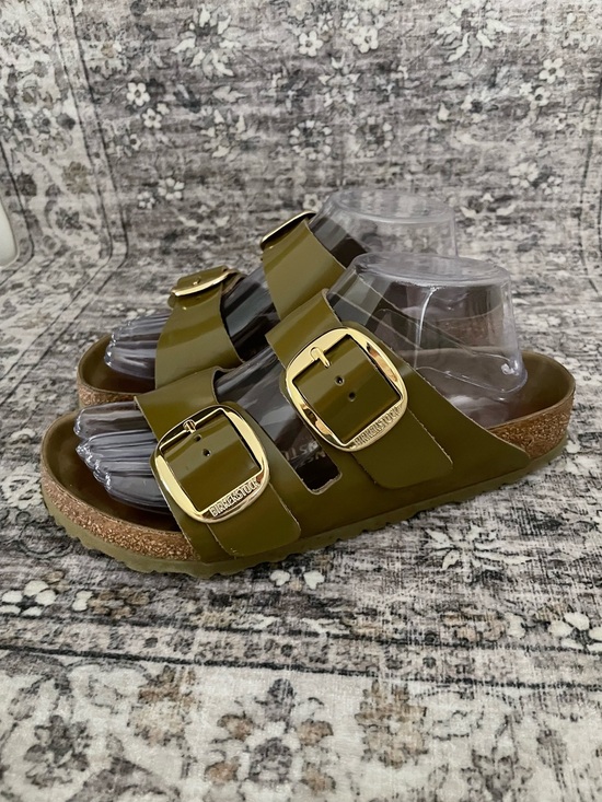 Birkenstock Shoes - Birkenstock Big Buckle High Shine Leather Green Size 39 Regular Width